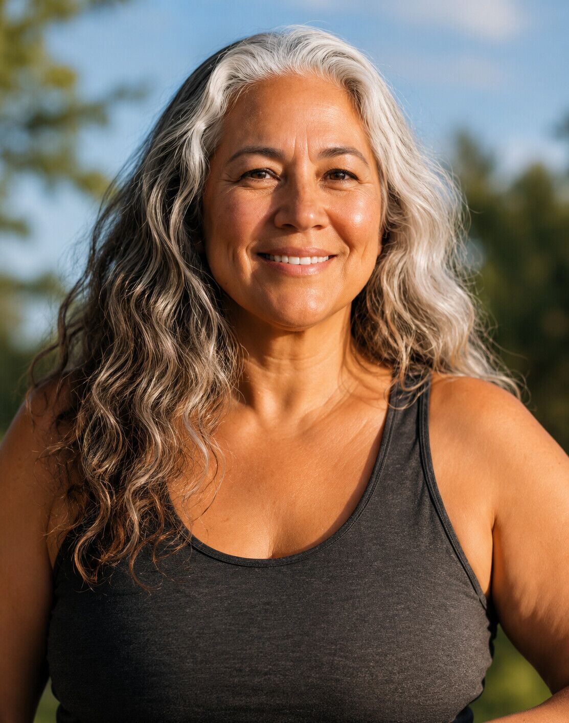 Woman enjoying the outdoors, comfortable and at ease